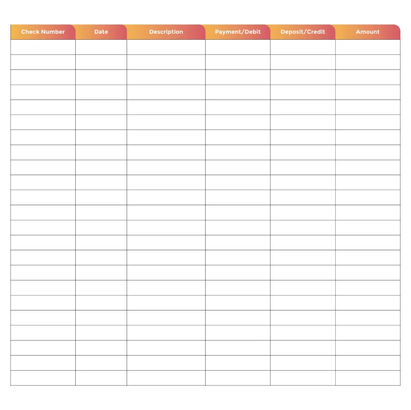 Printable Checkbook Register Templates