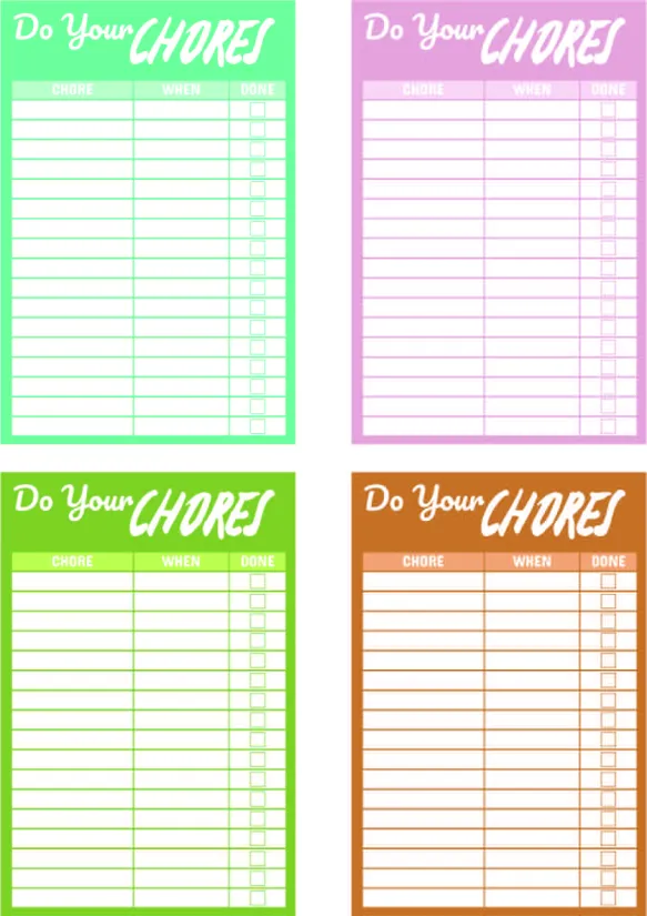Printable Chore List Chart