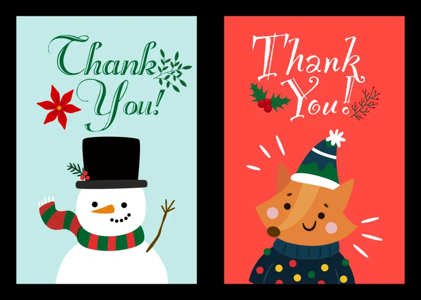Printable Christmas Thank You Card Templates