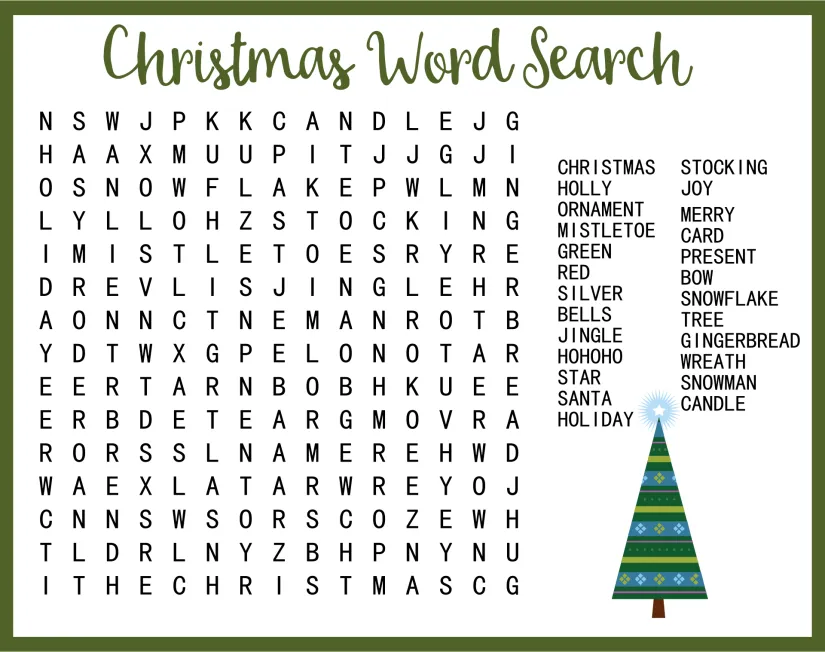 Printable Christmas Word Search Puzzles