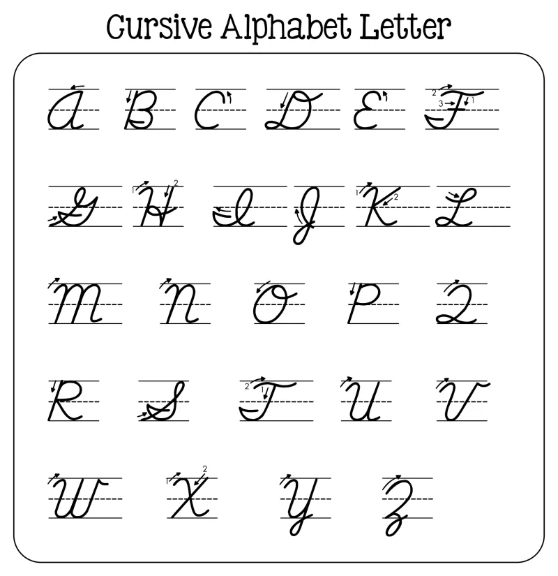 Printable Cursive Alphabet Letter Worksheets