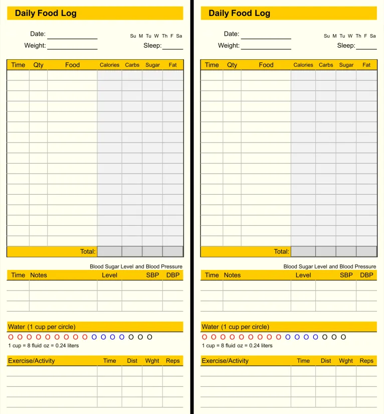 Free Printable Diabetic Food Log Sheets