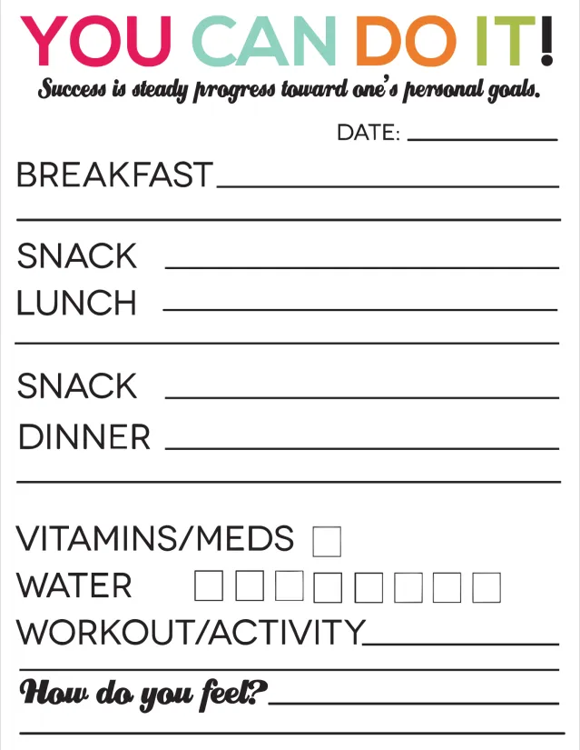 Printable Food Journal for Weight Loss