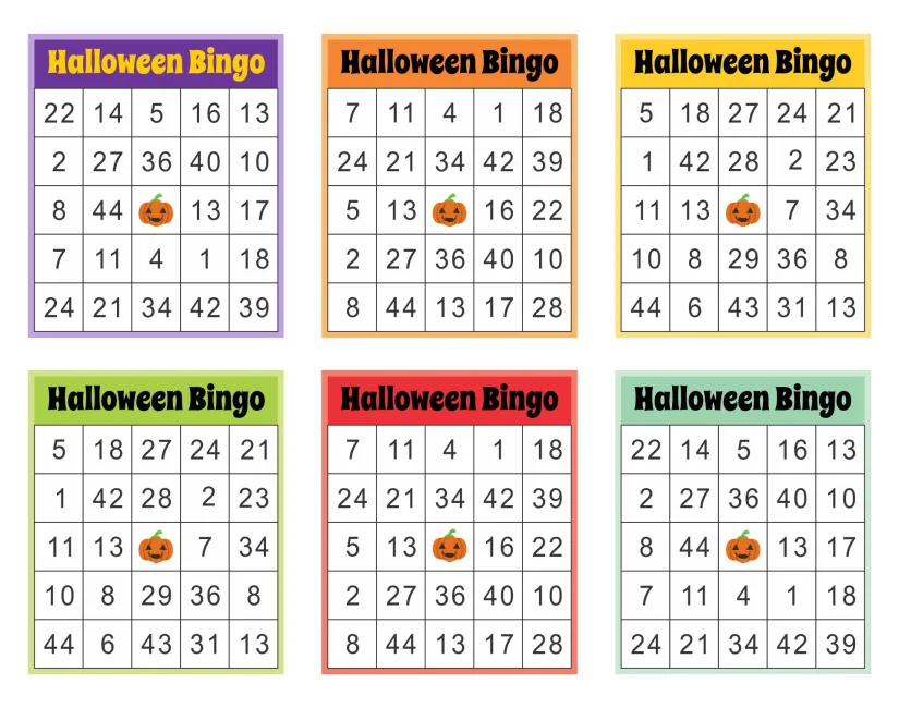 Free Printable Halloween Bingo Cards With Numbers