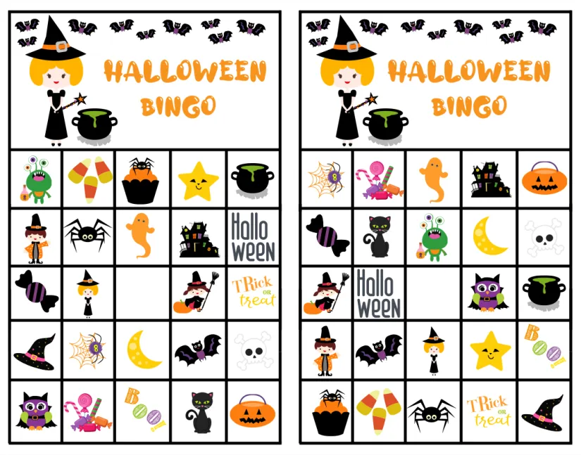 Printable Halloween Bingo Game Cards