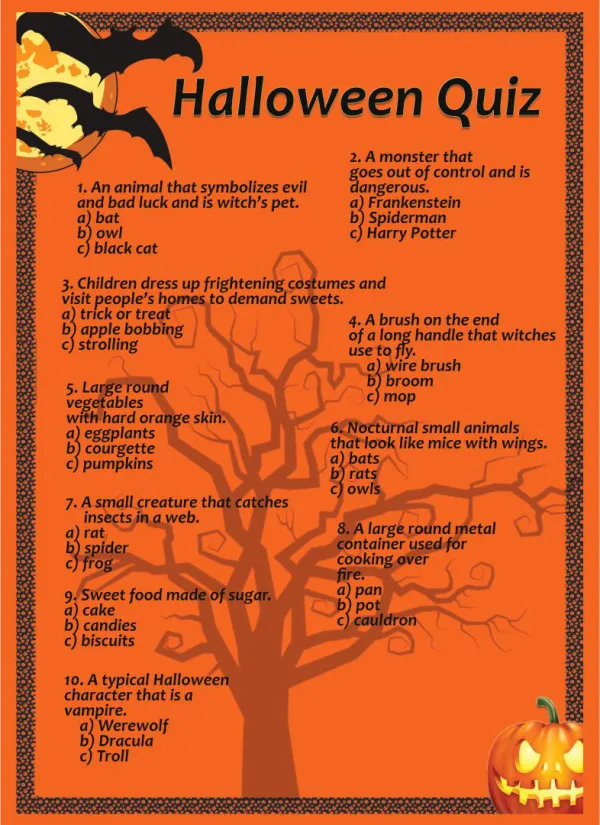 Printable Halloween Trivia Worksheets