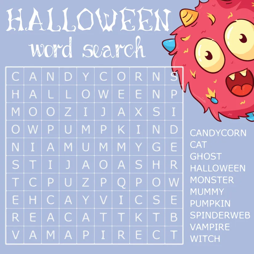 Printable Halloween Word Search Game