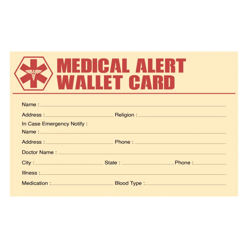 Printable Medical Alert Card