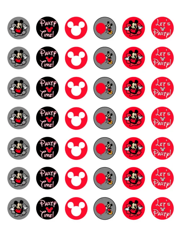 Printable Mickey Mouse Bottle Cap Templates