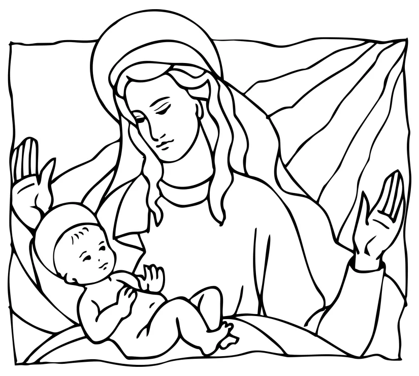 Printable Nativity Scene to Color