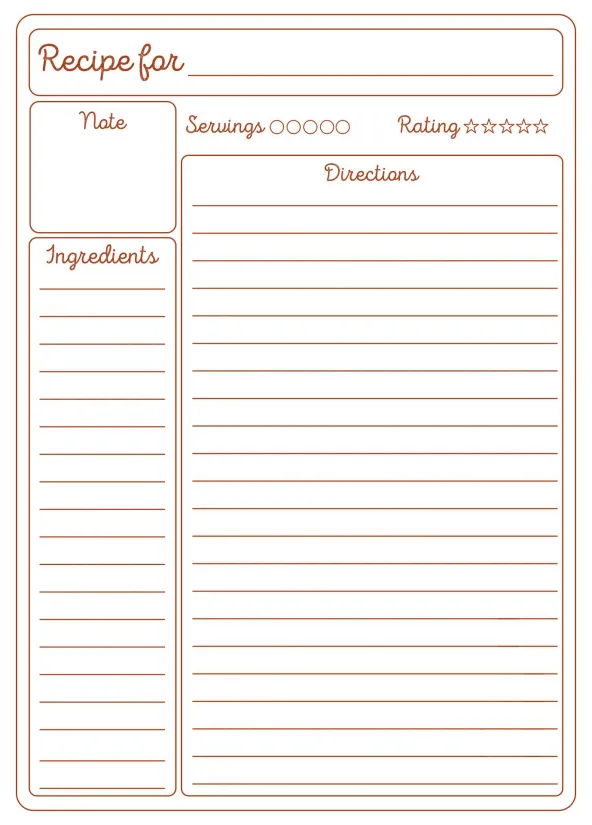 Printable Recipe Card Template