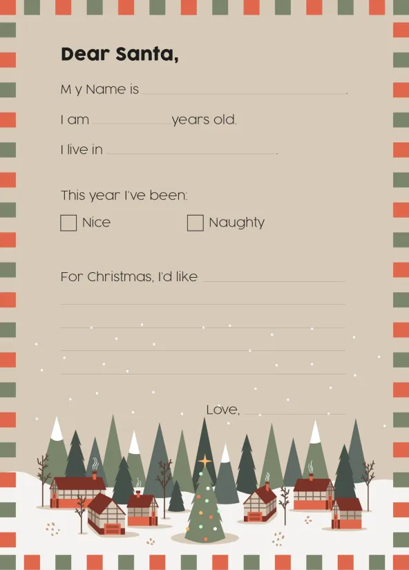 Printable Santa Wish List Letters