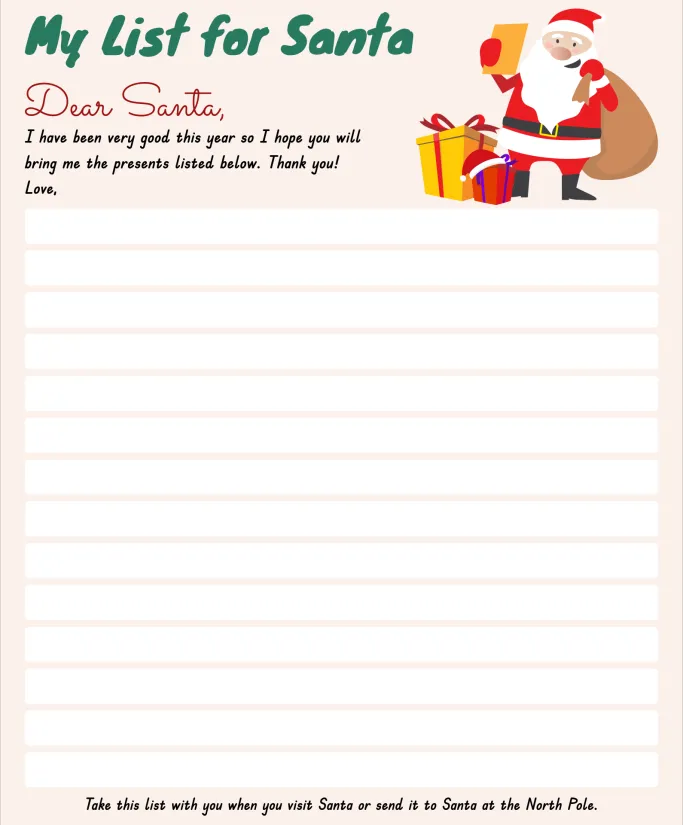 Printable Secret Santa Wish List