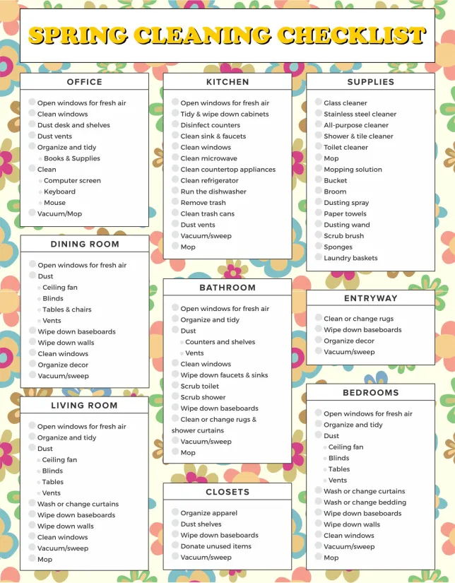 Printable Spring Cleaning Checklist