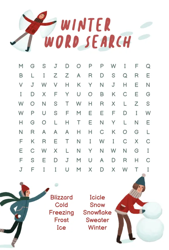 Printable Winter Word Searches