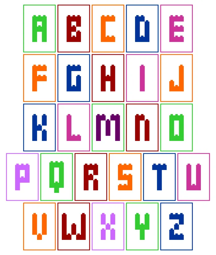 Uppercase Alphabet Printable LEGO Cards