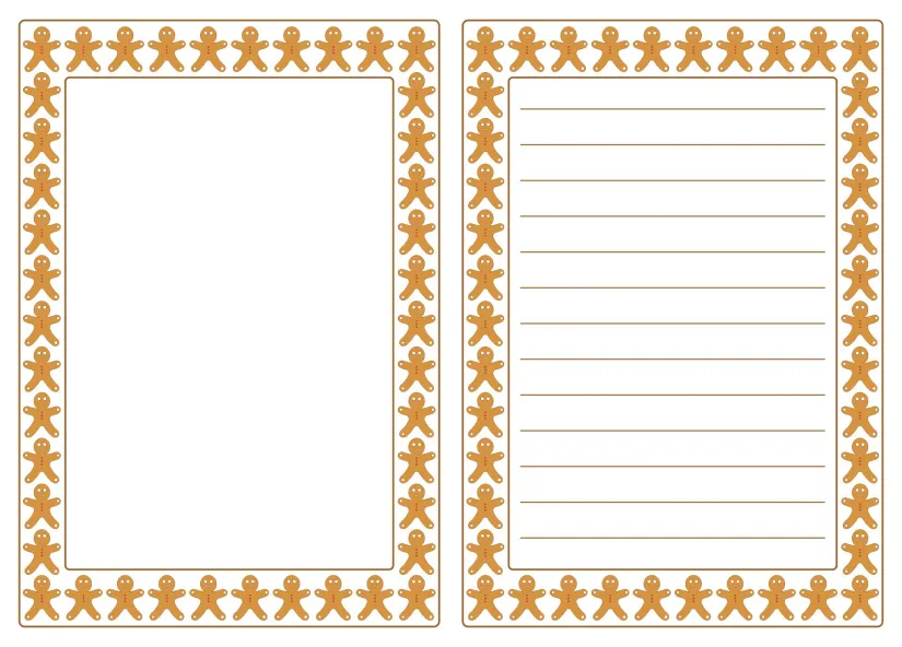 Gingerbread Printable Border Paper With And Without Lines