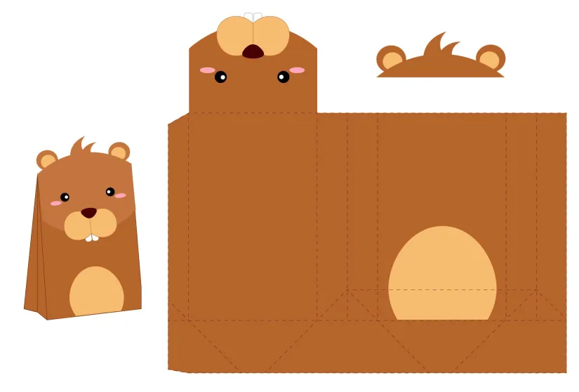 Groundhog Paper Bag Craft Template