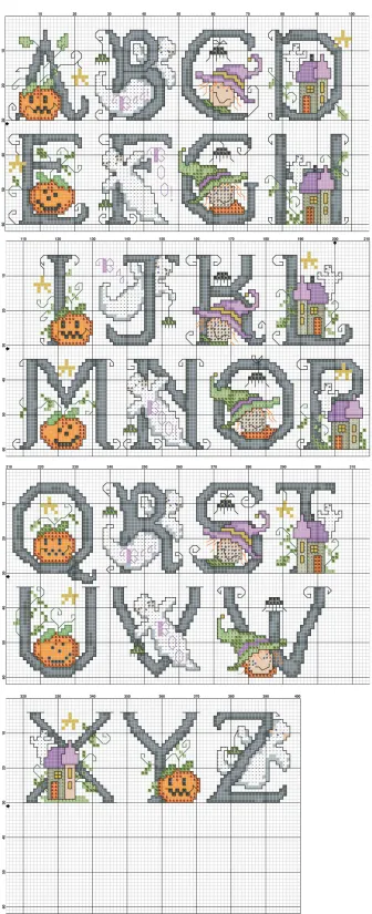 Halloween Cross Stitch Letters Pattern