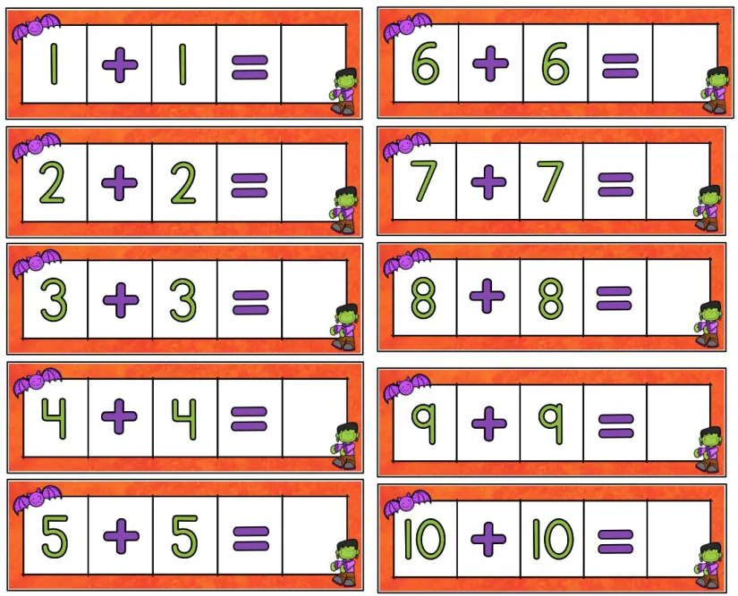 Halloween Math Puzzle Worksheets