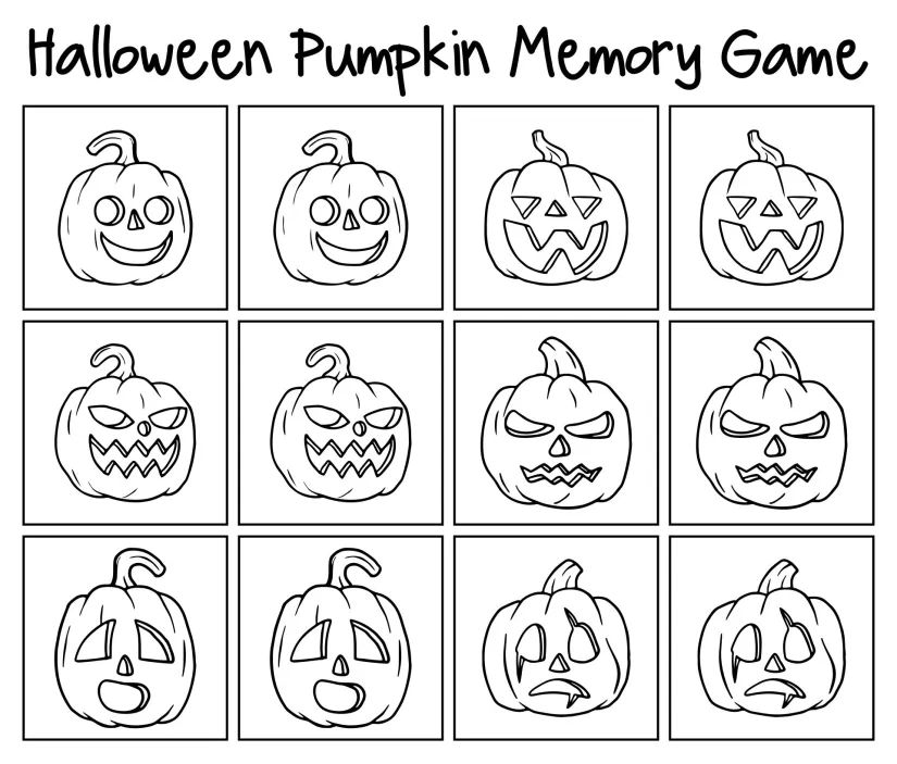 Halloween Pumpkin Memory Game For Kids