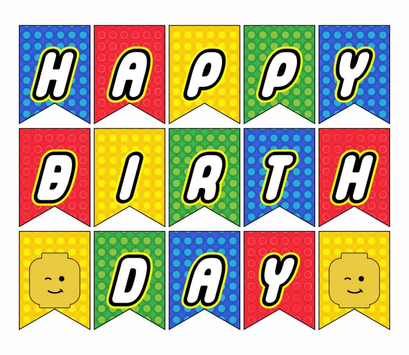 Happy Birthday LEGO Banner Printable