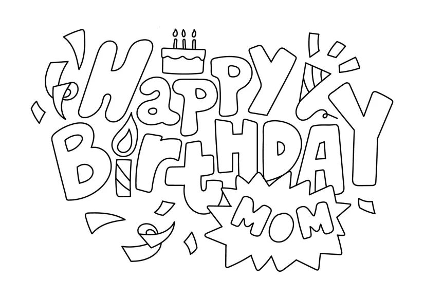 Happy Birthday Mom Coloring Pages