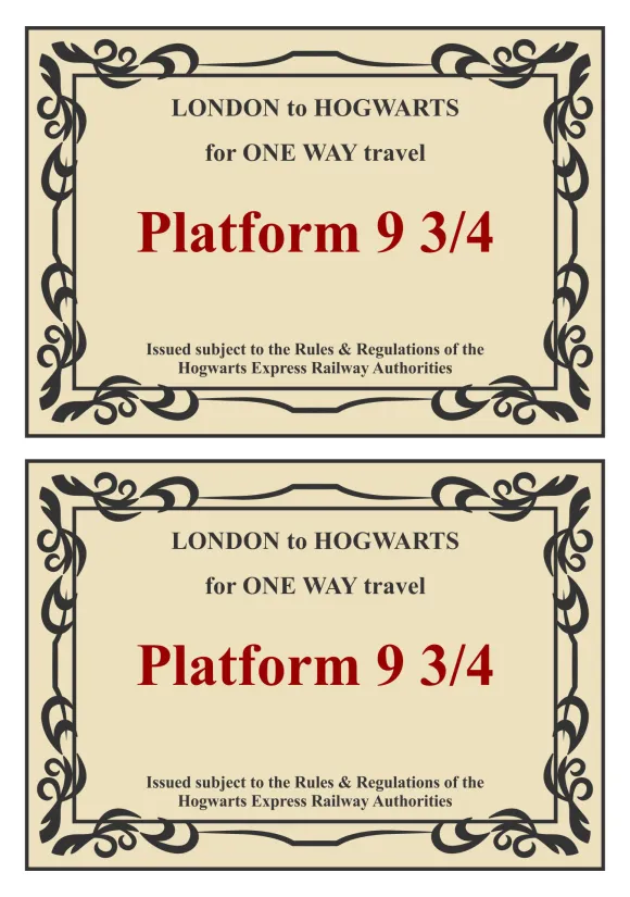 Harry Potter Hogwarts Express Train Ticket