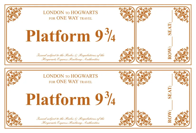 Harry Potter Train Ticket Template Free