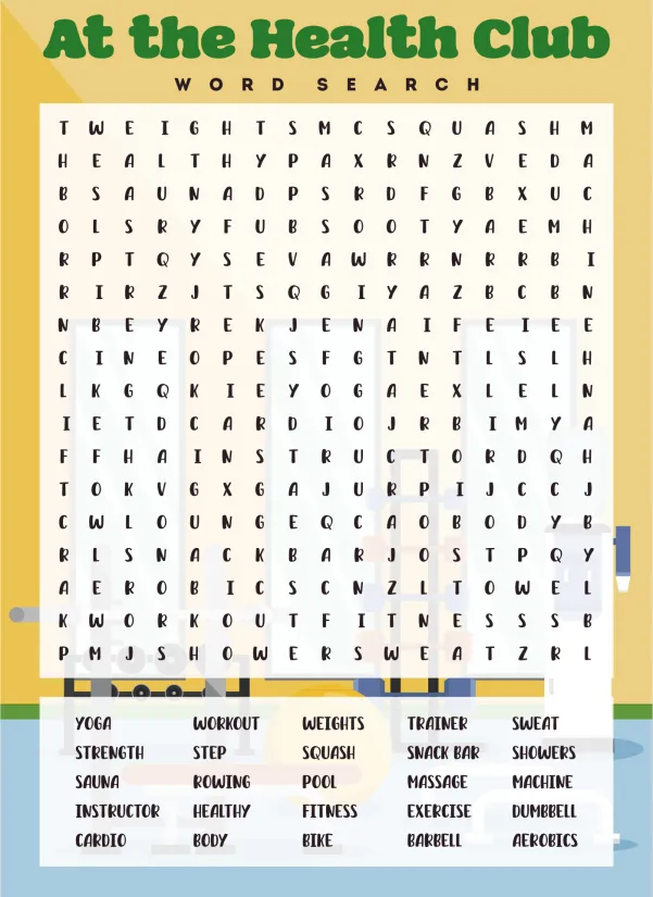 Health Club Word Search Printable