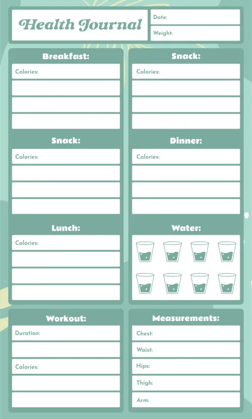 Health Journal Template Printable