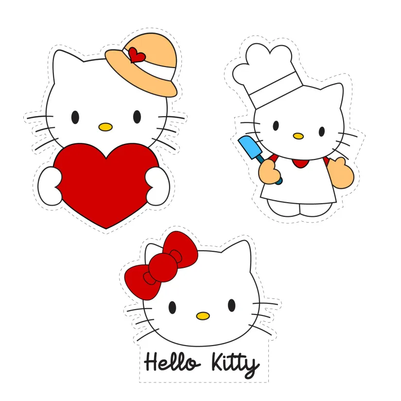 Hello Kitty Assorted Cupcake Printable Toppers