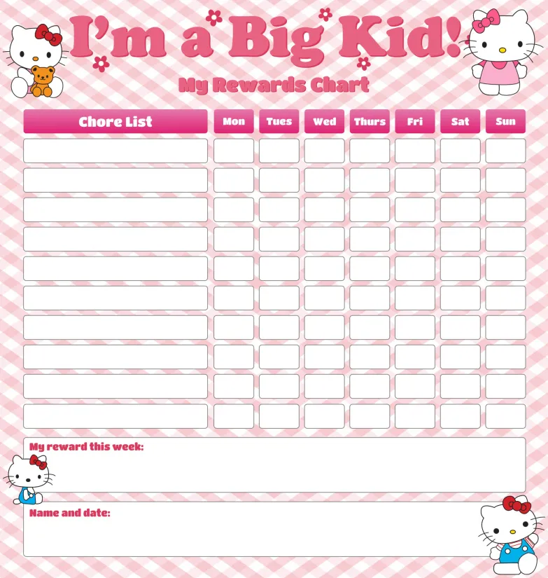 Hello Kitty Im A Big Kid Reward Chart Printable
