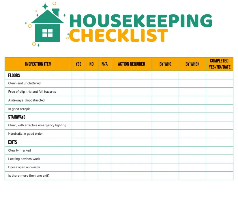 Hotel Room Cleaning Checklist