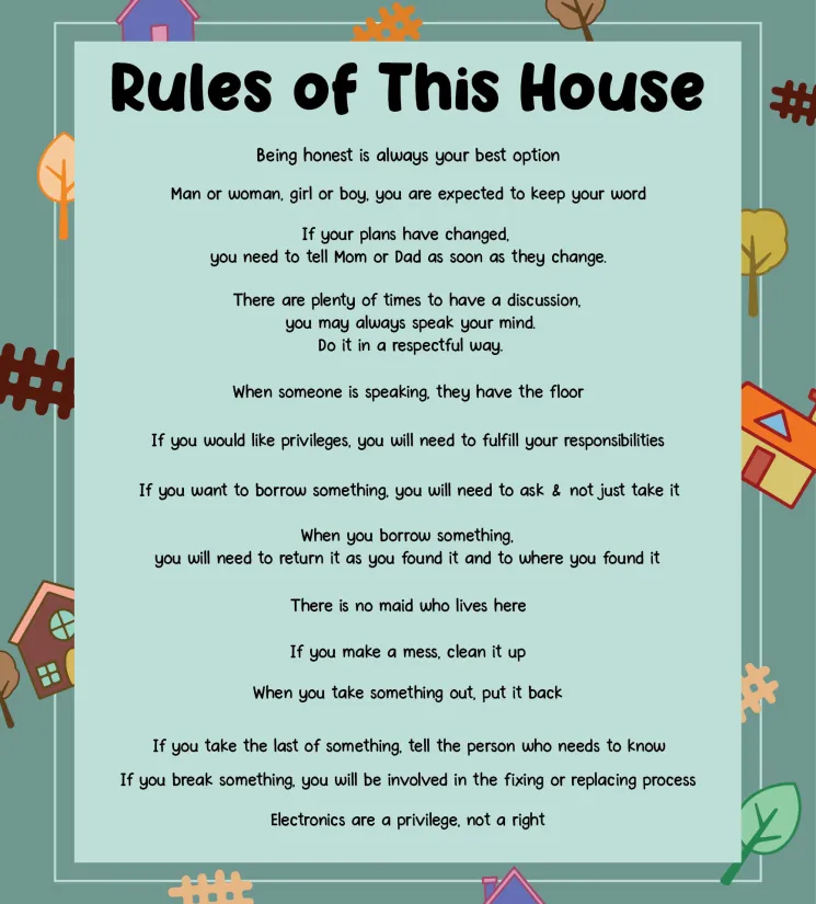 Kids House Rules Printable