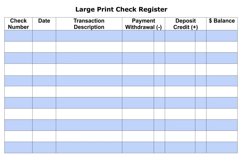 Large Print Check Register Printable