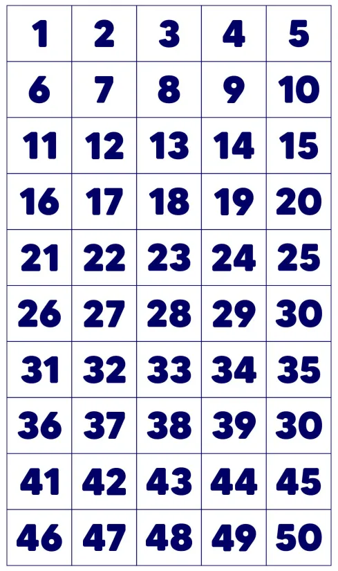 Large Printable Numbers 1 50