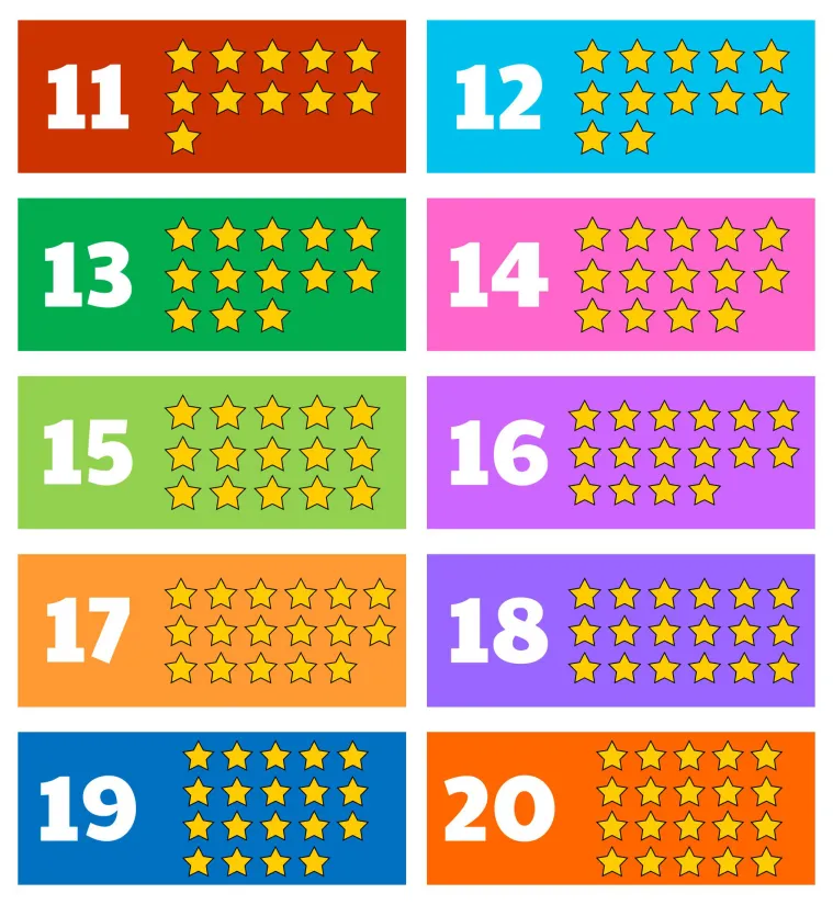 Large Printable Numbers 11 20 With Pictures