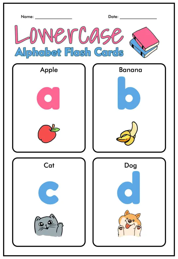 Letter Lower Case Alphabet Flash Cards Printable