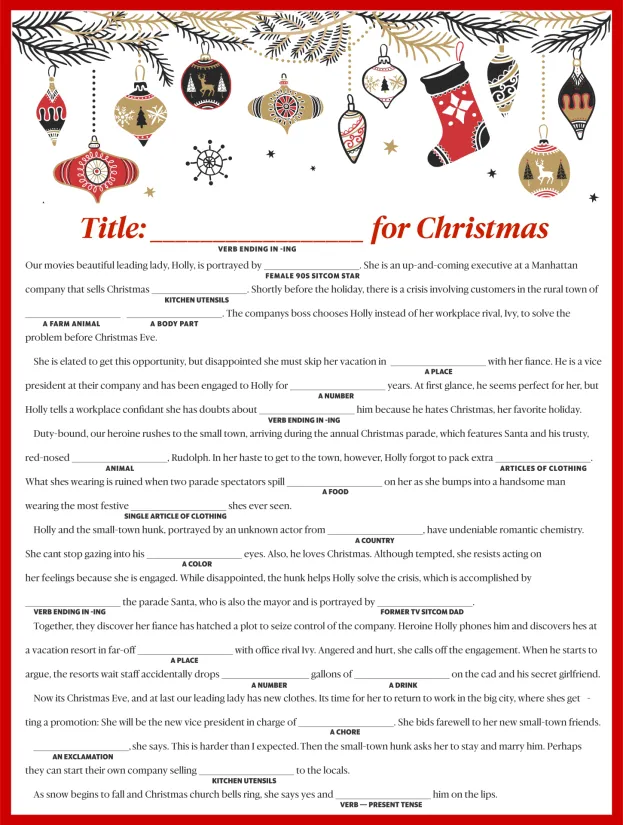 Mad Libs Christmas Letter