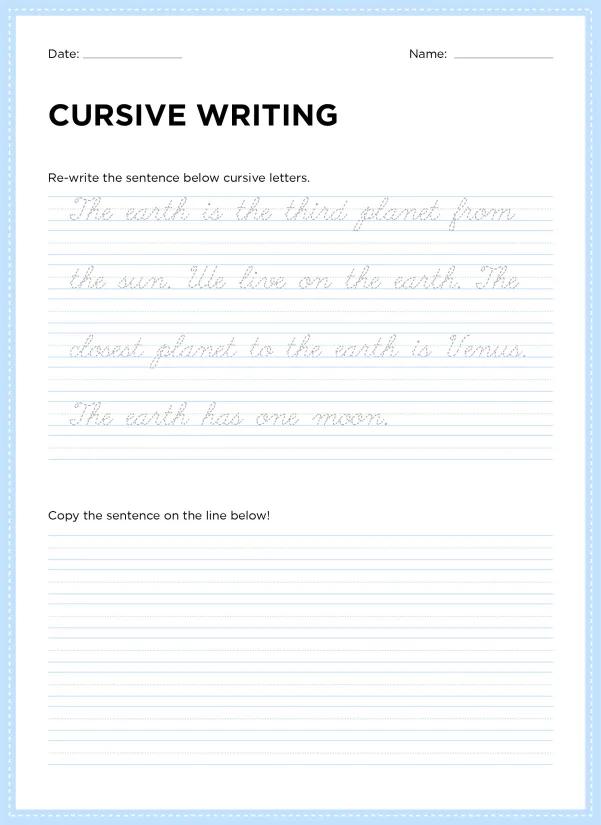 Manuscript Handwriting Practice