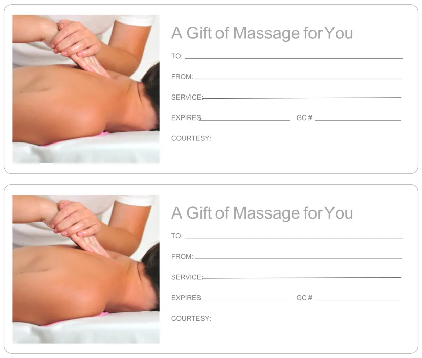 Massage Gift Certificate Template Free