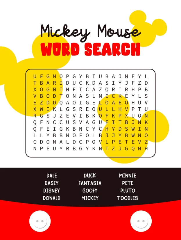 Mickey Mouse Clubhouse Word Search Printable
