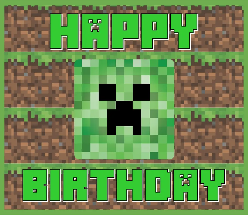 Minecraft Creeper Birthday Card Printable
