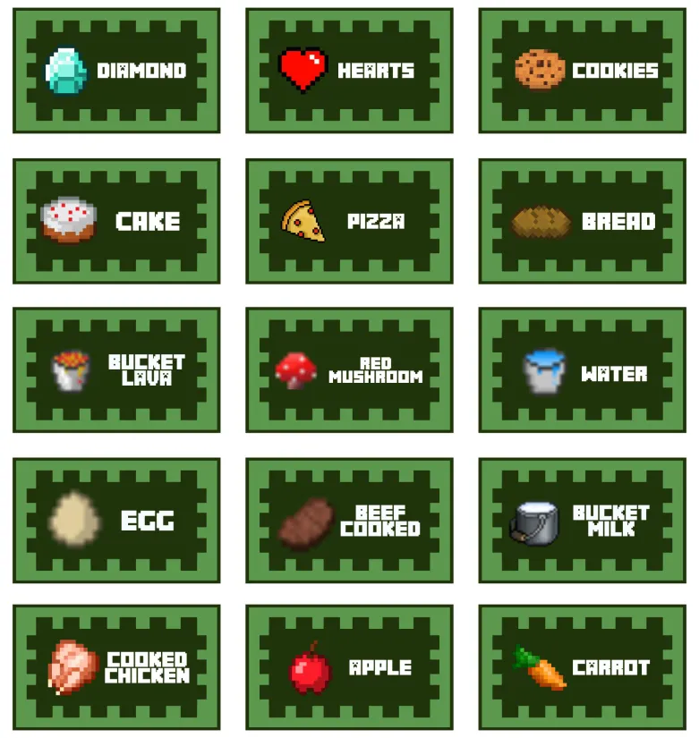 Minecraft Printable Food Labels