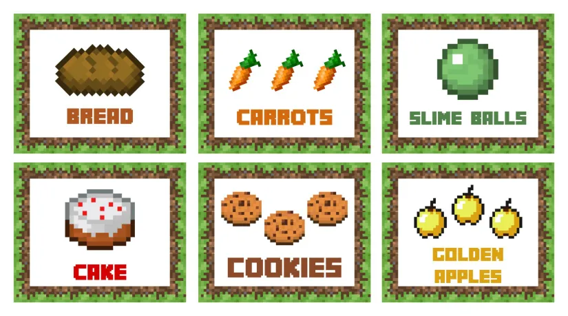 Minecraft Printable Food Tent Cards