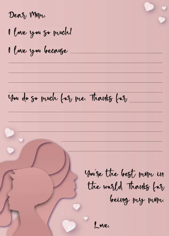Mothers Day Letter Printables