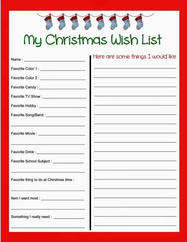 My Christmas Wish List Printable