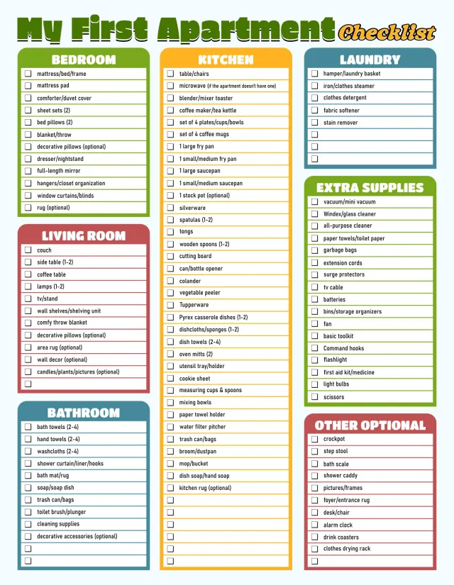 New Apartment Checklist Printable