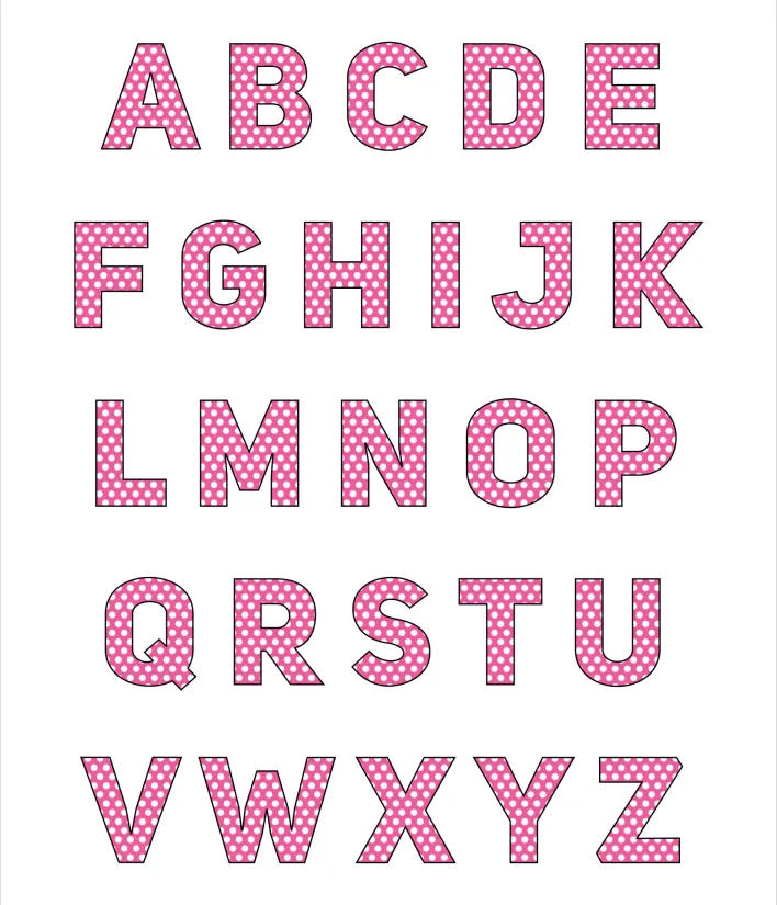 Pink Polka Dot Letters Printable Free